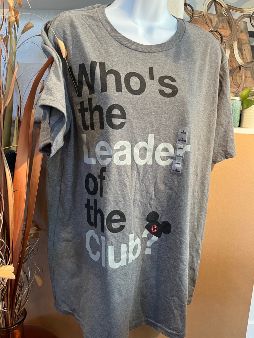 Grey Graphic Tee - Who's the Leader of the Club?